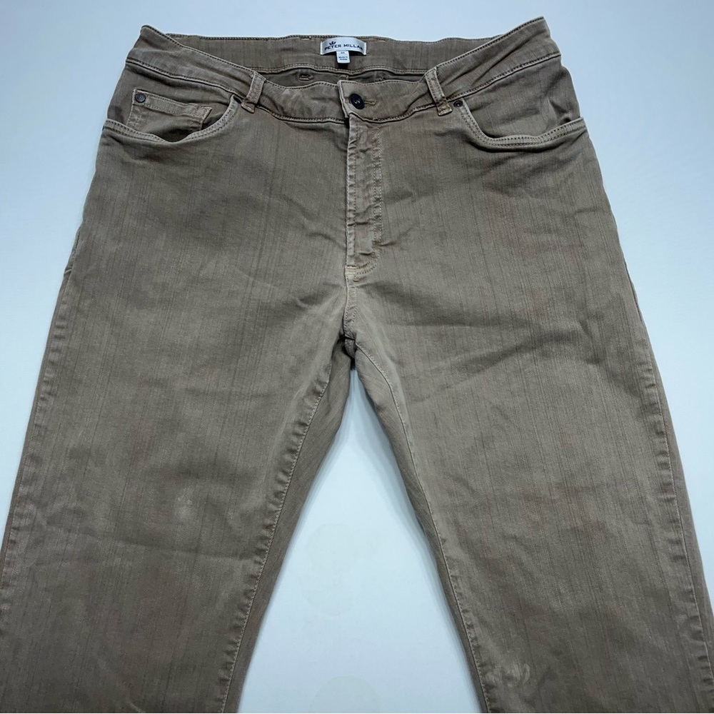 Peter Millar 5 Pocket Pants Mens Size 35x31 Brown Straight Leg Stretch Golf - Picture 2 of 16